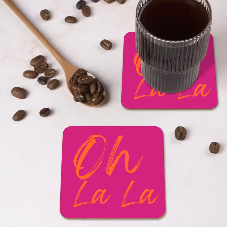 Onderzetter - Oh la la - Oranje - Roze — 4