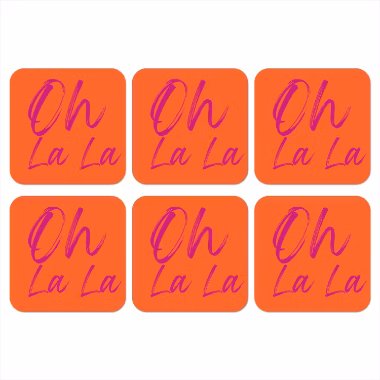 Onderzetter - Oh la la - Oranje - Roze - Grafisch — 1