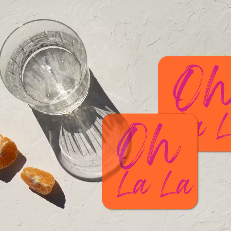 Onderzetter - Oh la la - Oranje - Roze - Grafisch — 3
