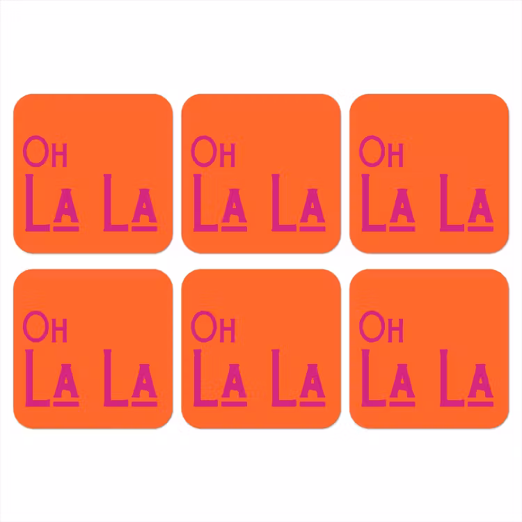 Onderzetter - Oh la la - Oranje - Roze - Scheeflettertype — 1