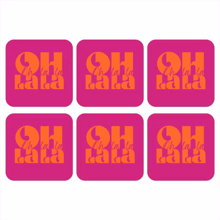 Onderzetter - Oh la la - Roze - Oranje - Gestapelde letters — 1