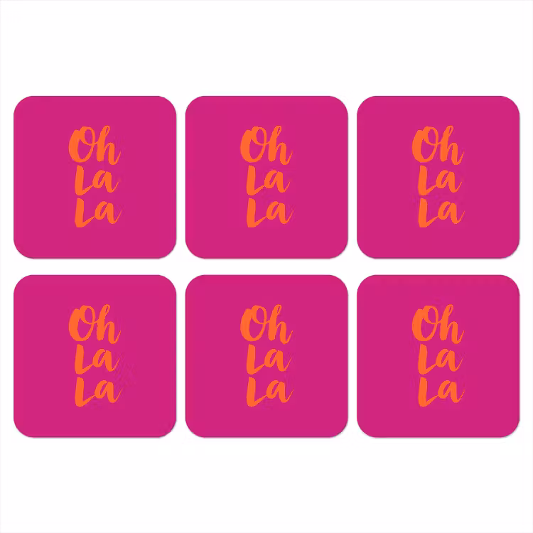 Onderzetter - Oh la la - Roze - Oranje - Minimalistisch — 1