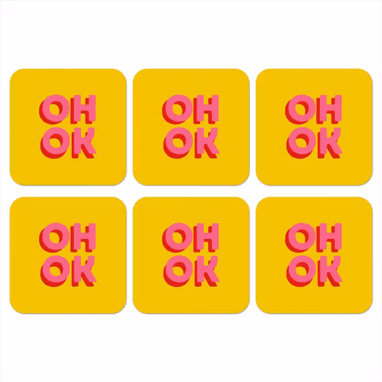 Onderzetter - Oh ok - 3D - Geel - Roze — 1