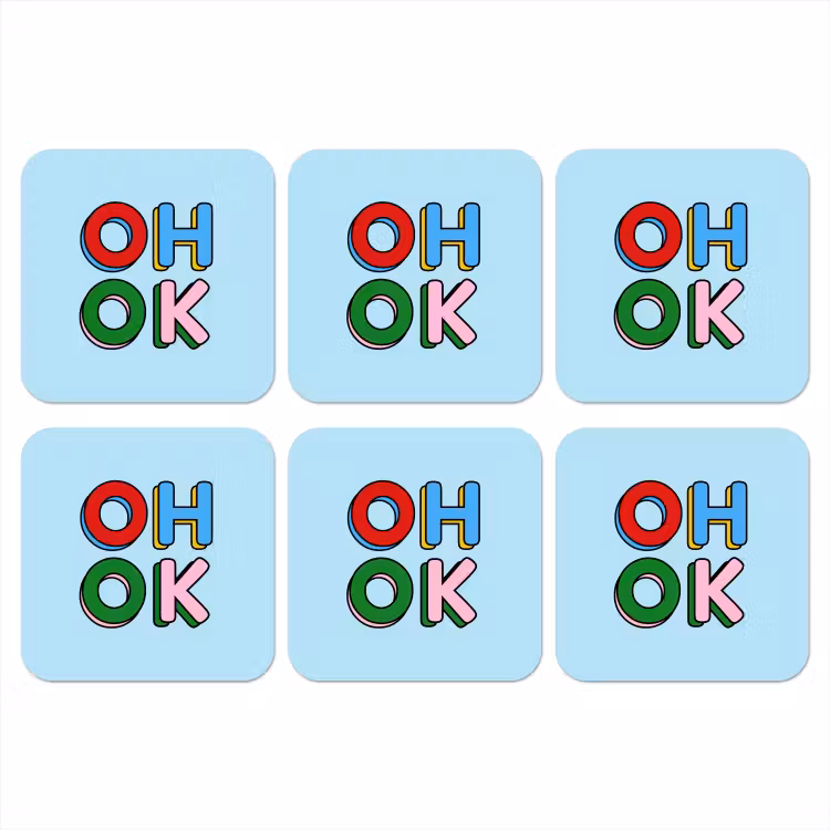 Onderzetter - Oh ok - Blauw - Kleurrijk — 1