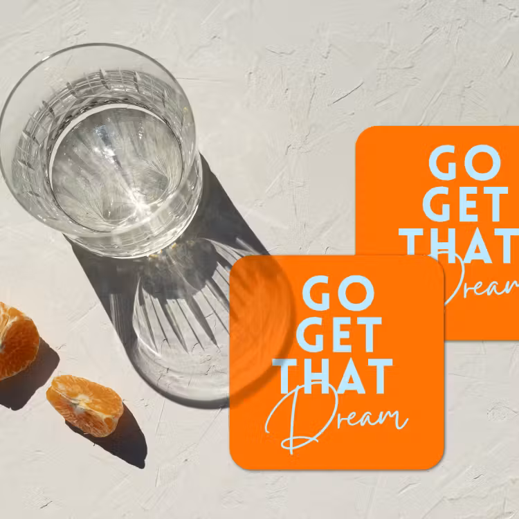 Onderzetter​ - Oranje - Blauw - Go get that dream — 3