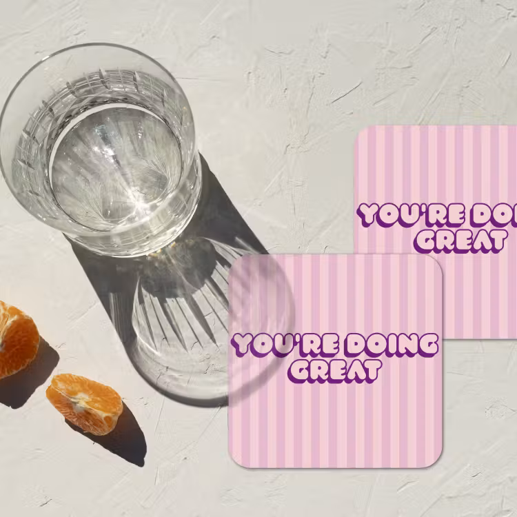 Onderzetter - Paars - Strepen - You're doing great - Schaduw — 3