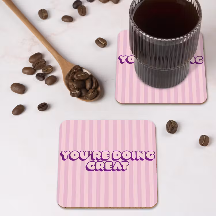 Onderzetter - Paars - Strepen - You're doing great - Schaduw — 4