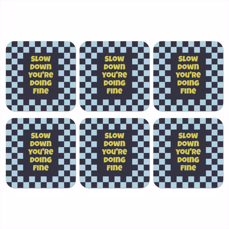 Onderzetter - Patroon - Geblok - Blauw - Slow down you're doing fine — 1