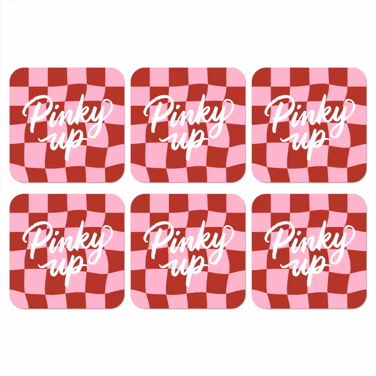 Onderzetter - Pinky up - Geblokt - Bordeauxrood — 1