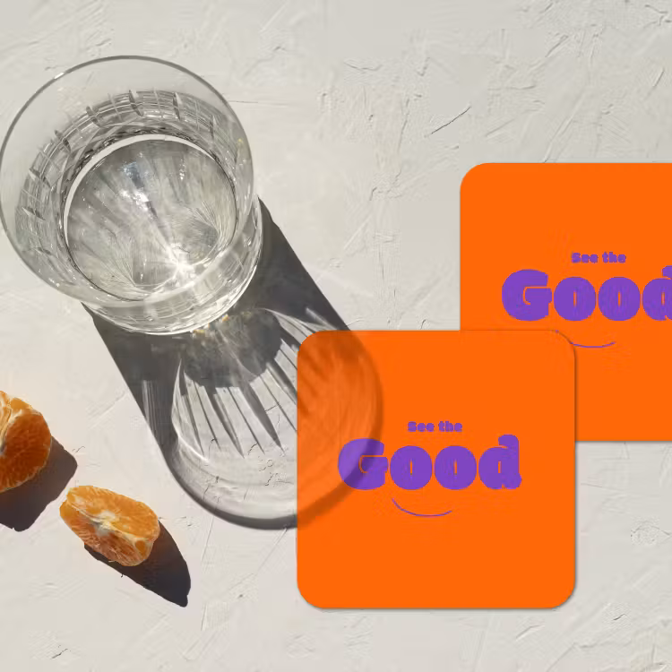 Onderzetter - See the good - Paars - Oranje - Smiley — 3