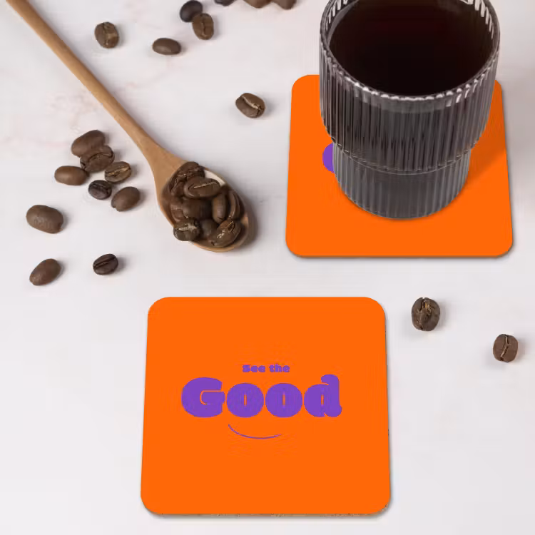 Onderzetter - See the good - Paars - Oranje - Smiley — 4
