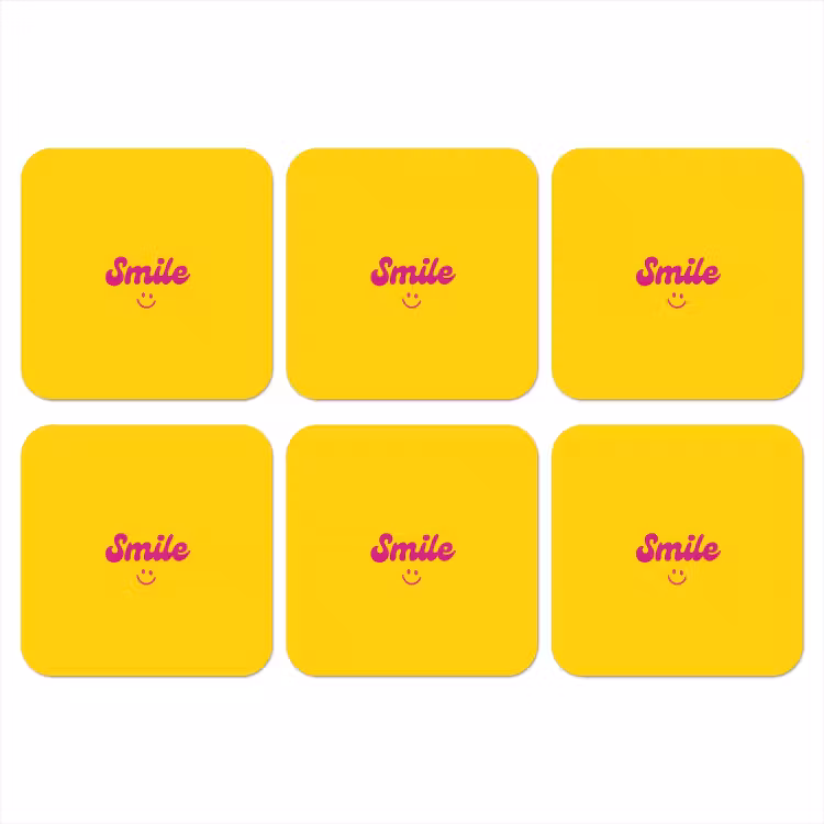 Onderzetter - Smile - Geel - Roze — 1