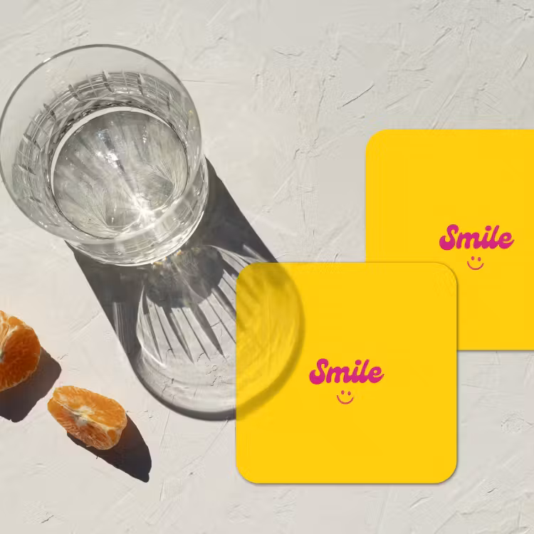 Onderzetter - Smile - Geel - Roze — 3