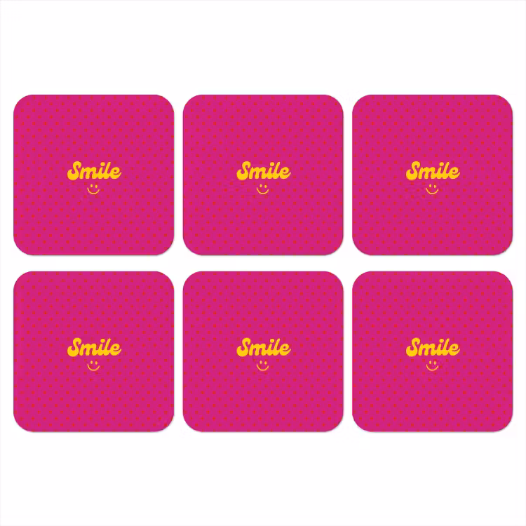 Onderzetter - Smile - Stippen - Roze — 1