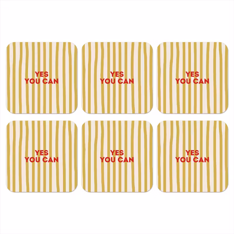 Onderzetter​ - Strepen - Abstract - Yes you can - Rood — 1