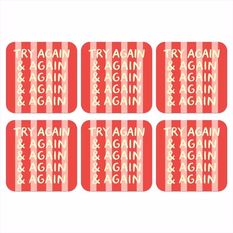 Onderzetter - Strepen - Rood - Try again — 1