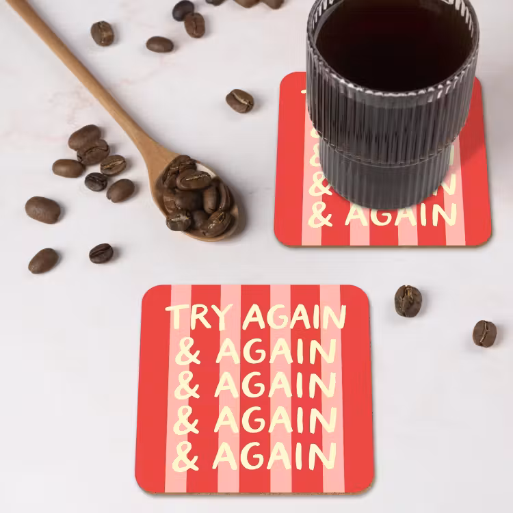 Onderzetter - Strepen - Rood - Try again — 4
