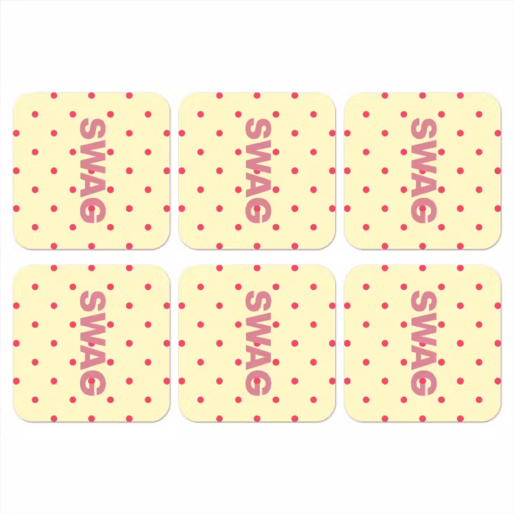 Onderzetter - Swag - Roze - Stippen - Geel — 1