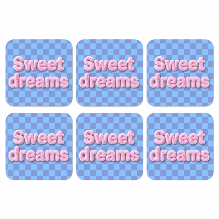 Onderzetter - Sweet dreams - Vierkanten - Roze - Blauw — 1