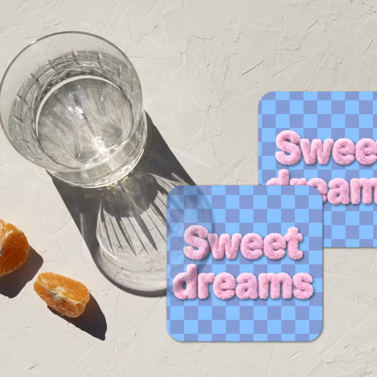 Onderzetter - Sweet dreams - Vierkanten - Roze - Blauw — 3