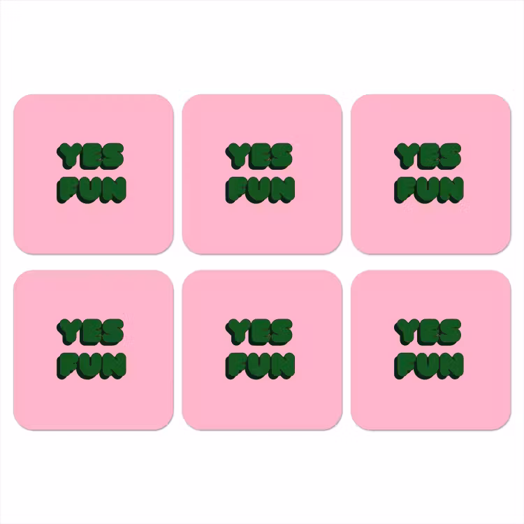 Onderzetter - Yes fun - Groen - Roze — 1