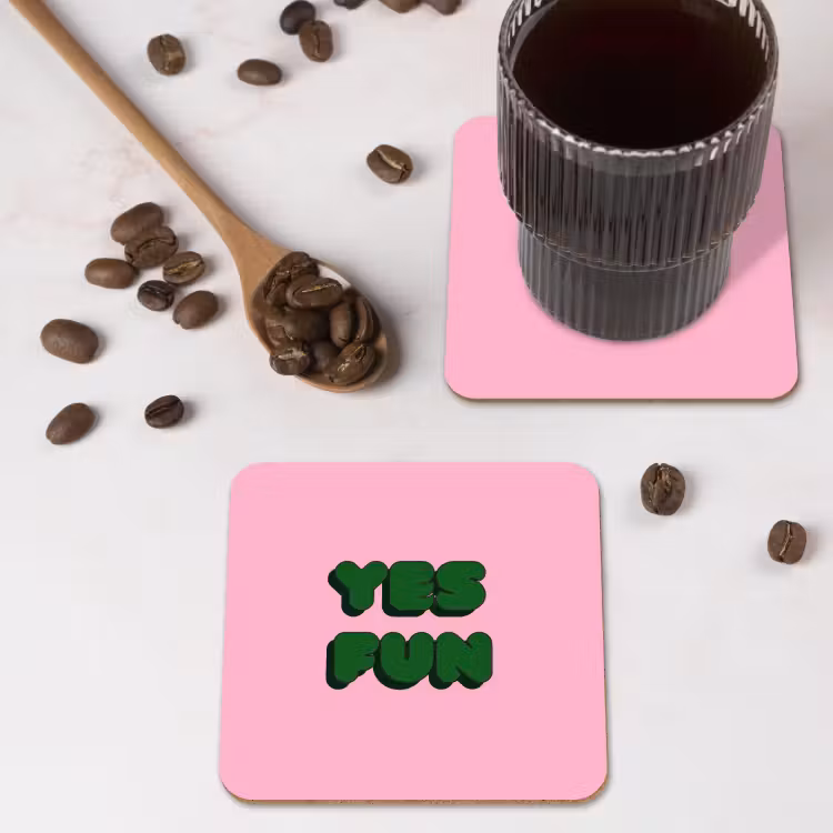 Onderzetter - Yes fun - Groen - Roze — 4