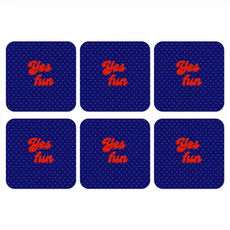 Onderzetter - Yes fun - Rood - Blauw - Stippen — 1
