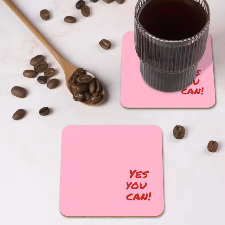 Onderzetter - Yes you can do it - Rood - Roze — 4