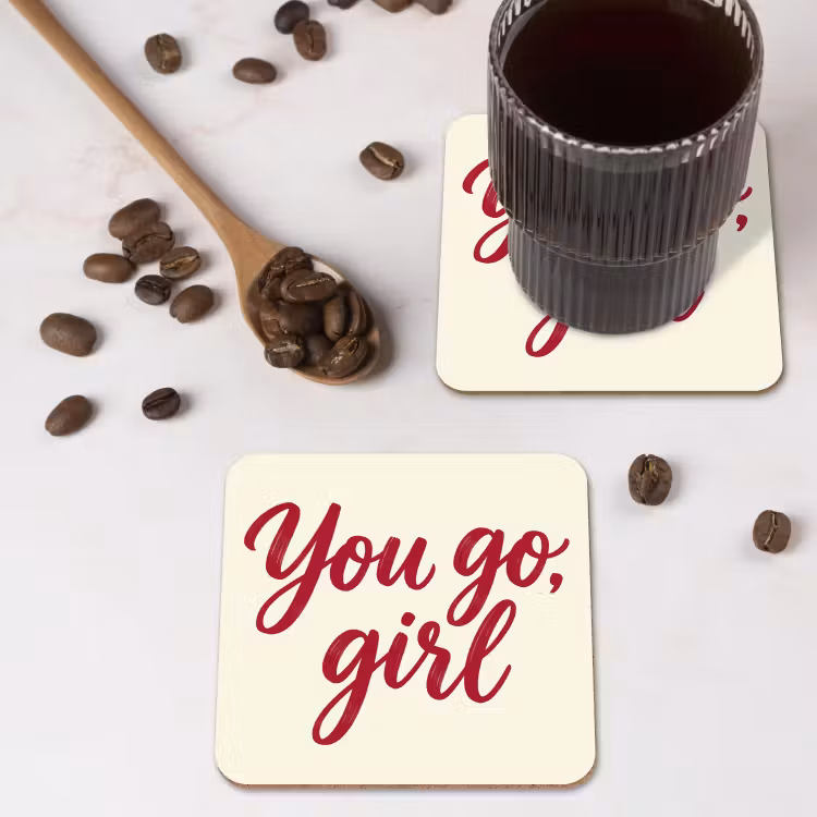 Onderzetter - you go girl - Rood - Wit — 4