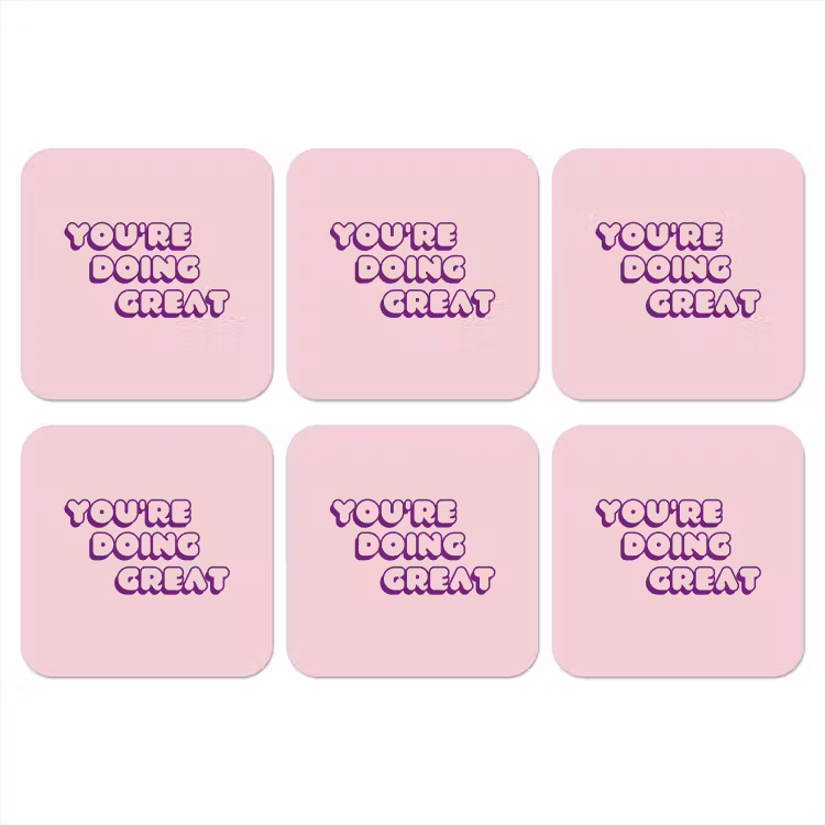 Onderzetter - You're doing great - Roze - Bubble letters — 1