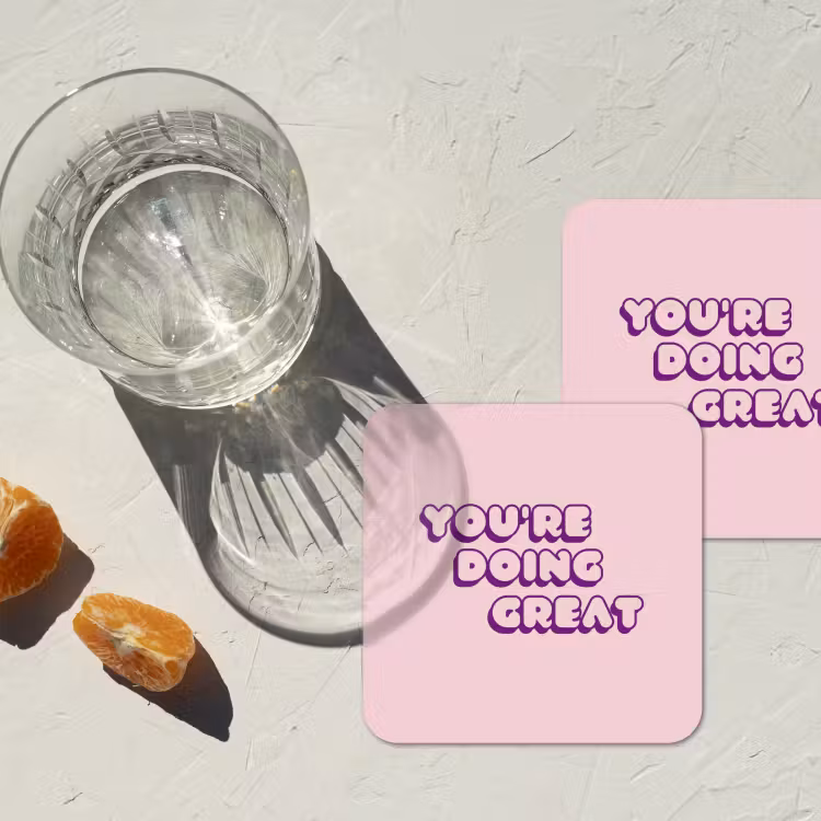Onderzetter - You're doing great - Roze - Bubble letters — 3