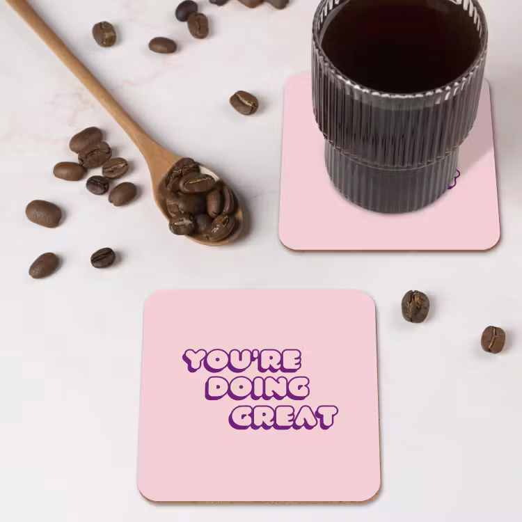Onderzetter - You're doing great - Roze - Bubble letters — 4
