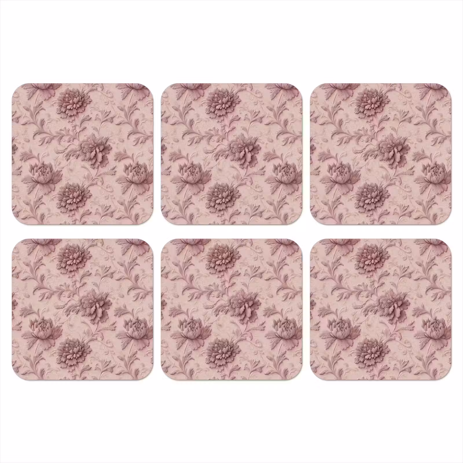 Onderzetter - Reliëf - Pioenrozen - Roze — 1