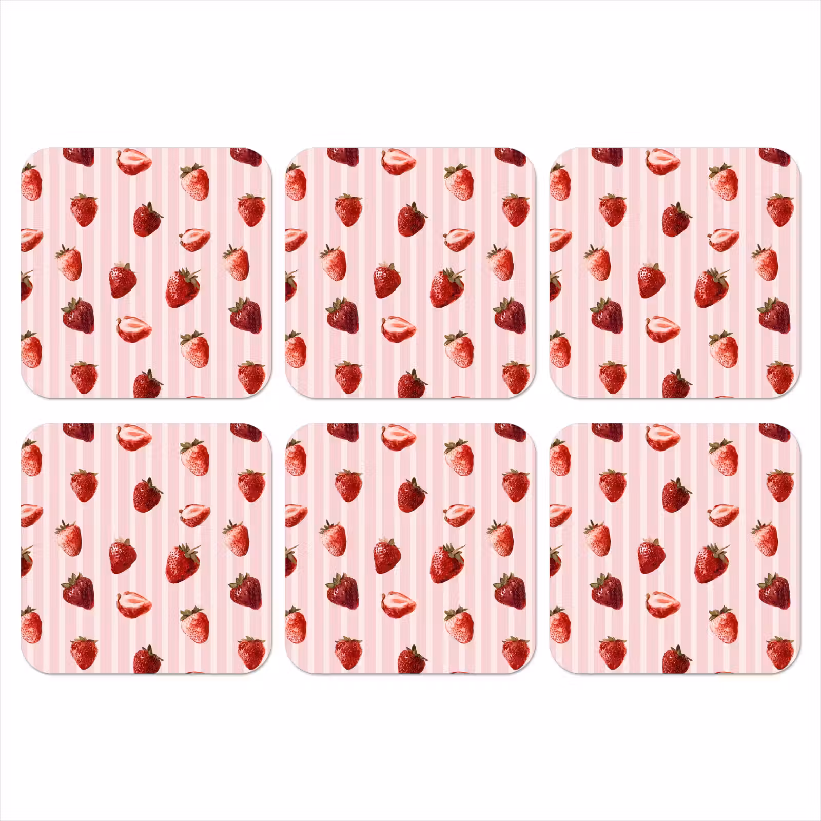 Onderzetter - Strepen - Aardbei - Roze — 1