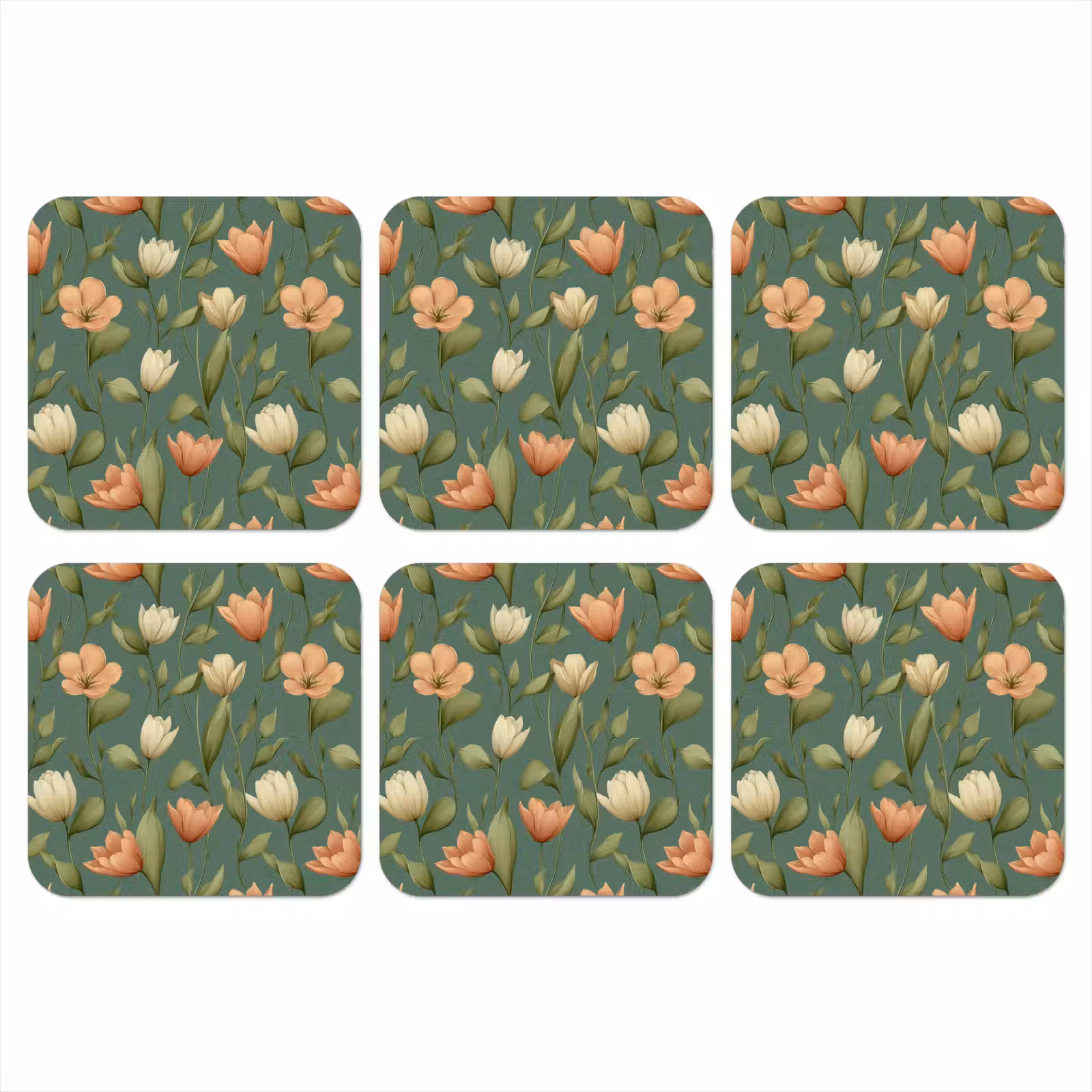 Onderzetter - Tulpen - Botanisch - Groen — 1