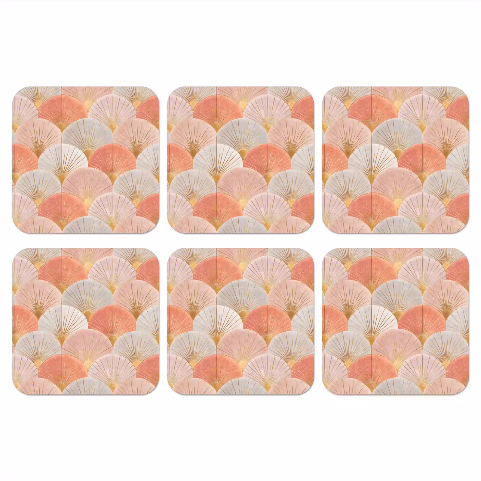 Onderzetter - Waaiers - Goud - Roze — 1