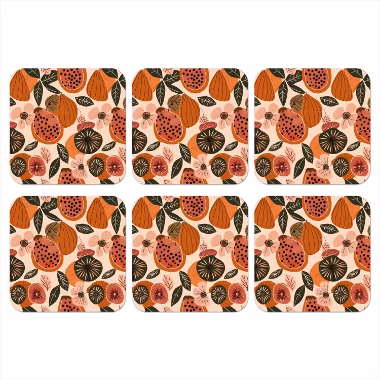 Onderzetter - Papaja - Bloesem - Oranje — 1