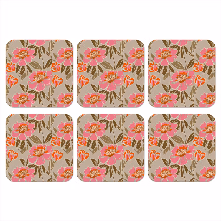Onderzetter - Pioenrozen - Patroon - Roze — 1