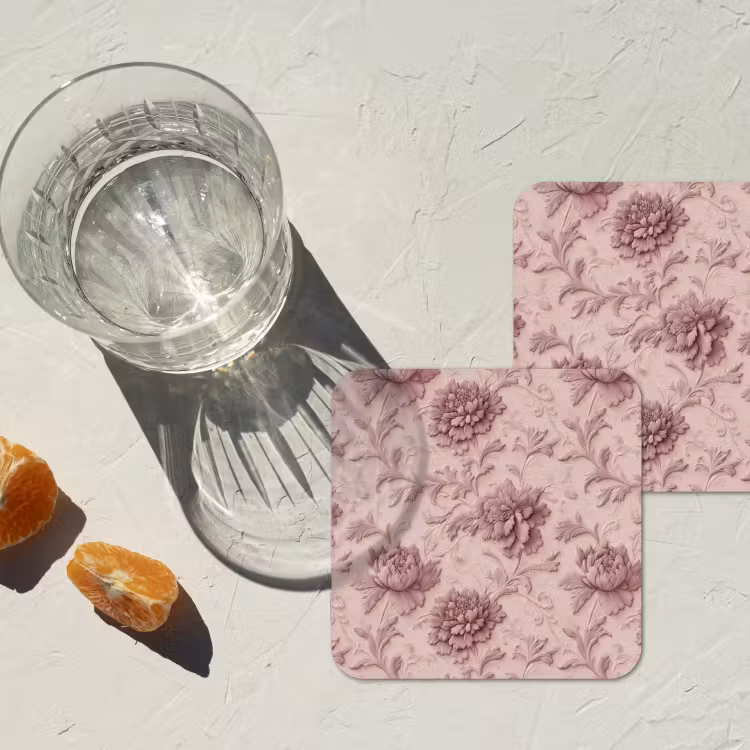 Onderzetter - Reliëf - Pioenrozen - Roze — 3