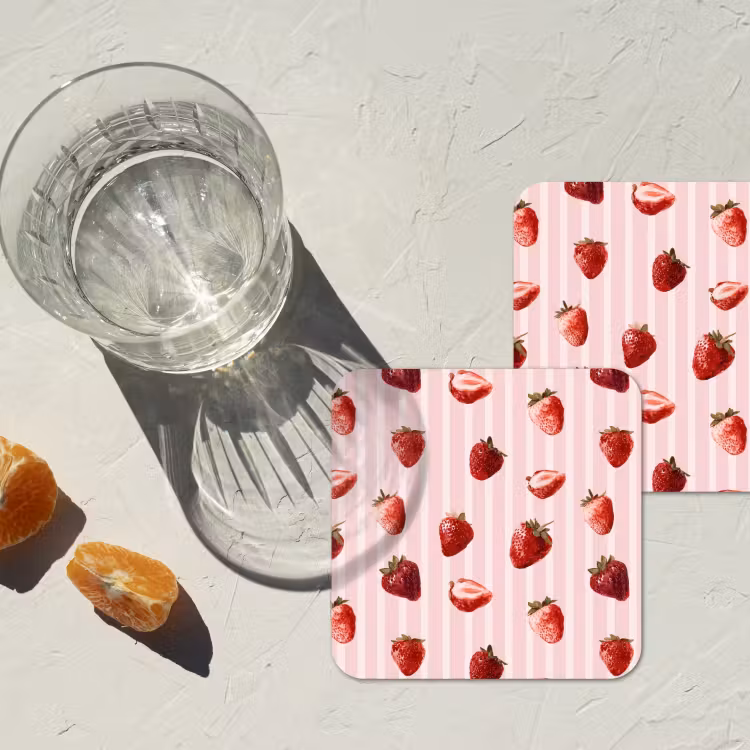 Onderzetter - Strepen - Aardbei - Roze — 3
