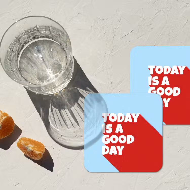 Onderzetter - Today is a good day - Rood - lichtblauw — 3