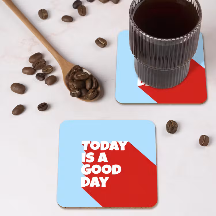 Onderzetter - Today is a good day - Rood - lichtblauw — 4