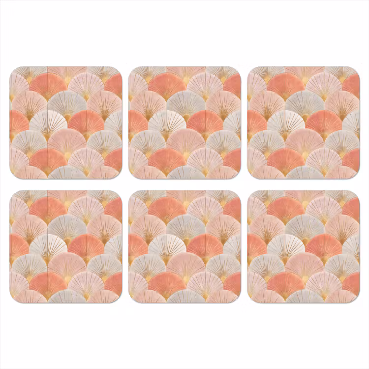 Onderzetter - Waaiers - Goud - Roze — 1