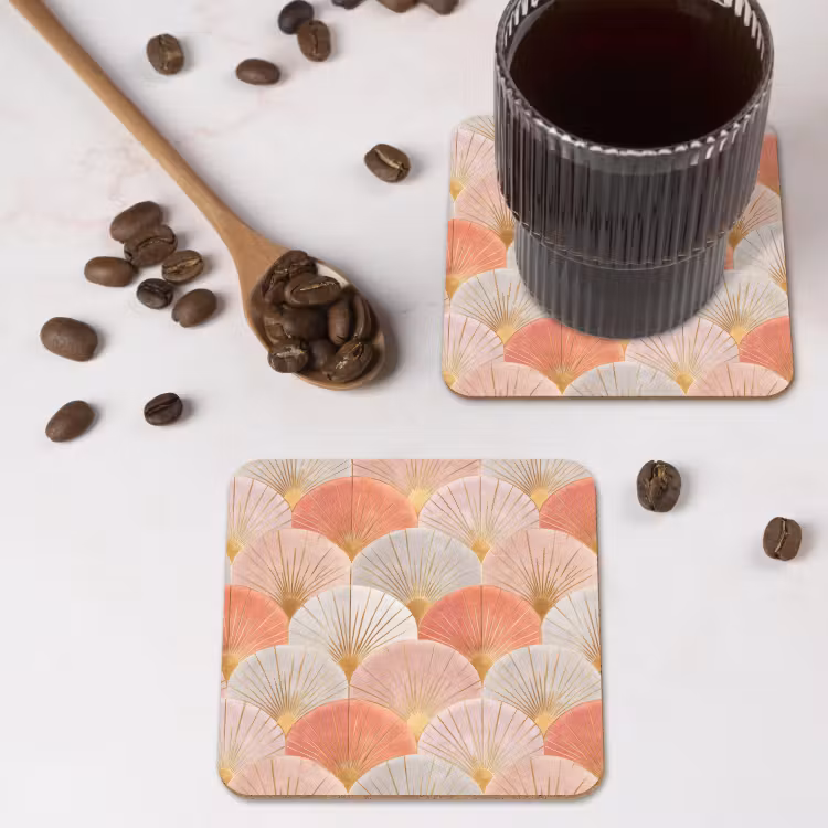 Onderzetter - Waaiers - Goud - Roze — 4