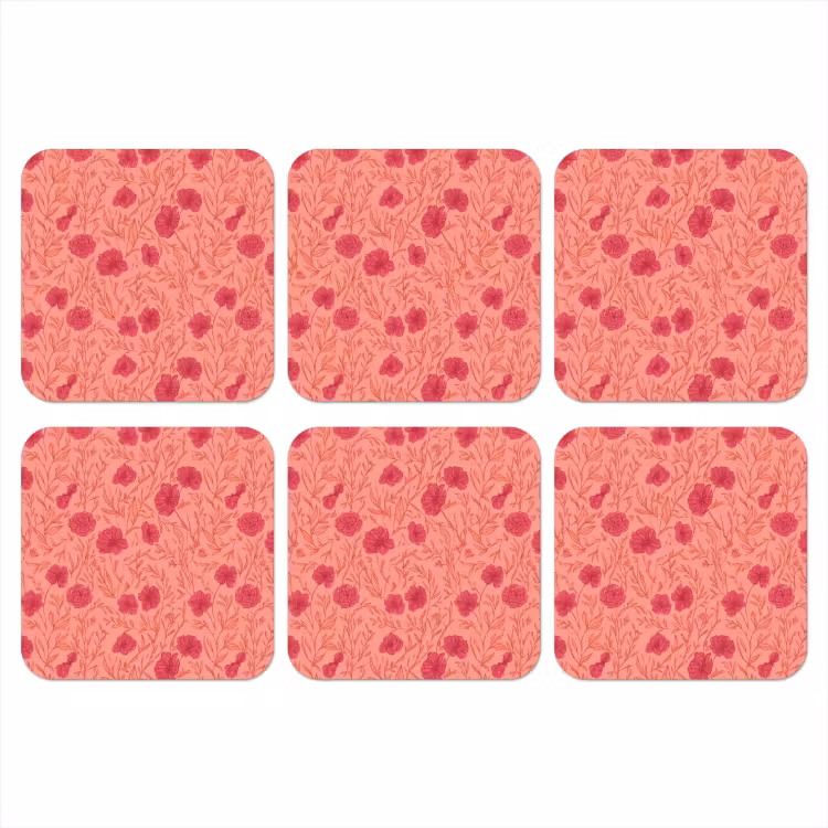 Onderzetter - Weidebloemen - Romantisch - Roze — 1