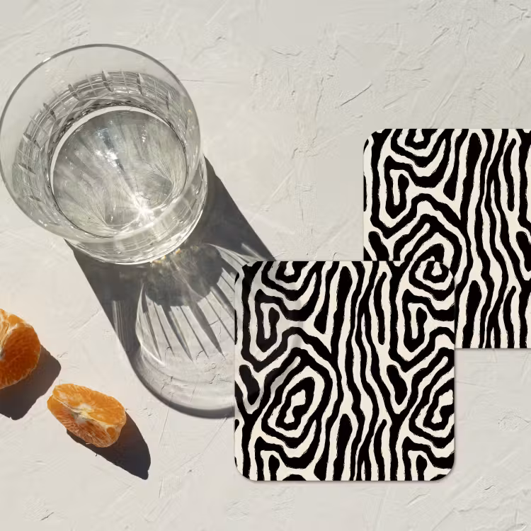 Onderzetter - Zebra - Zwart - Abstract — 3