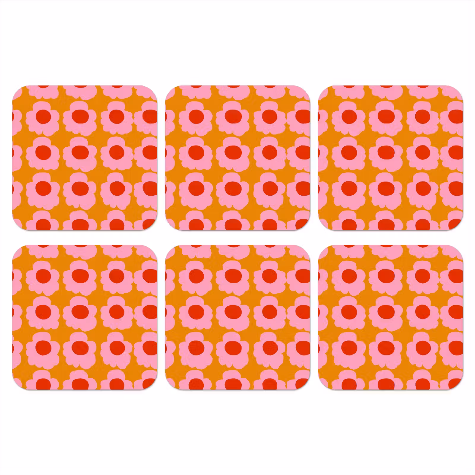Onderzetter - Retro - Bloemen - Roze — 1