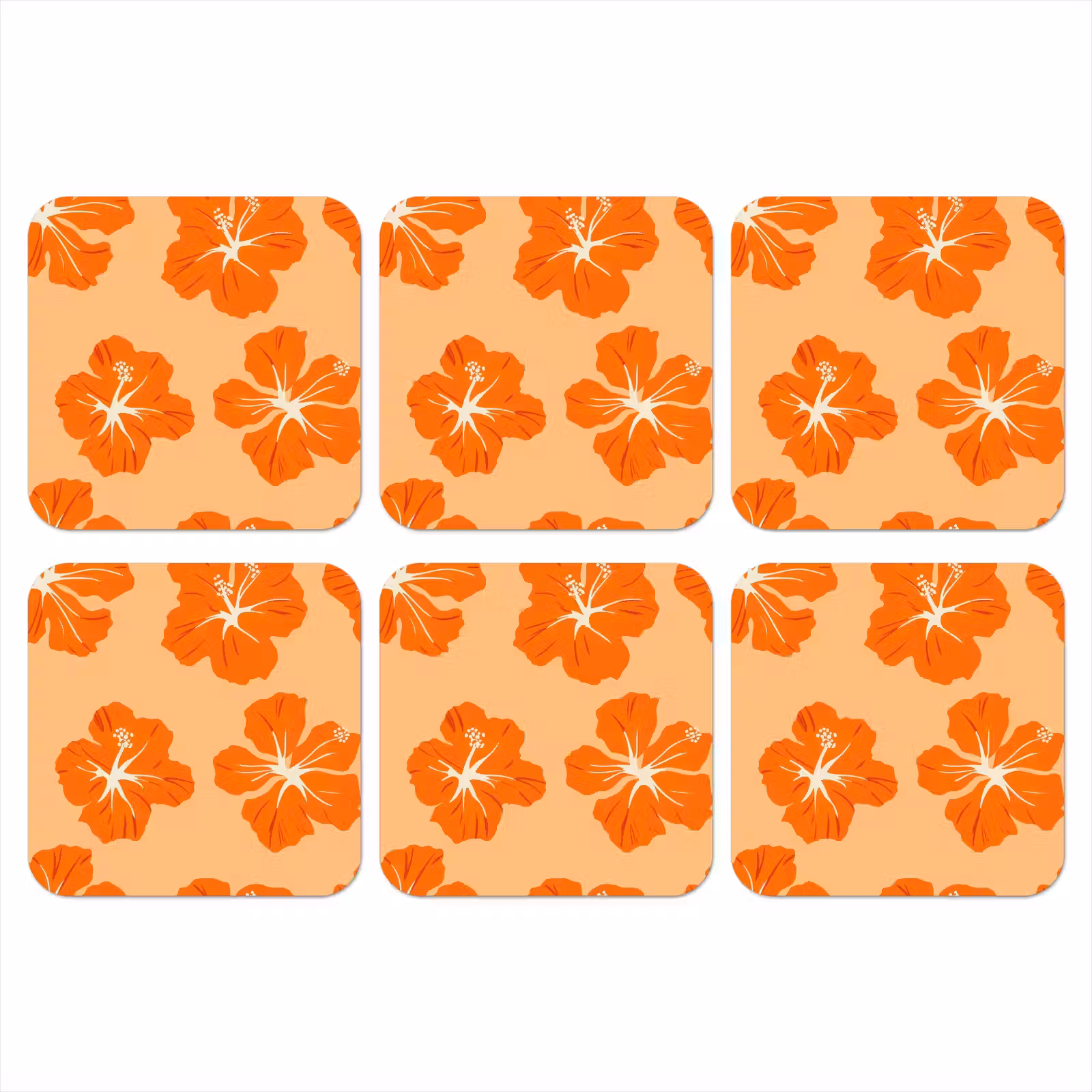 Onderzetter - Tropisch - Hibiscus - Oranje — 1