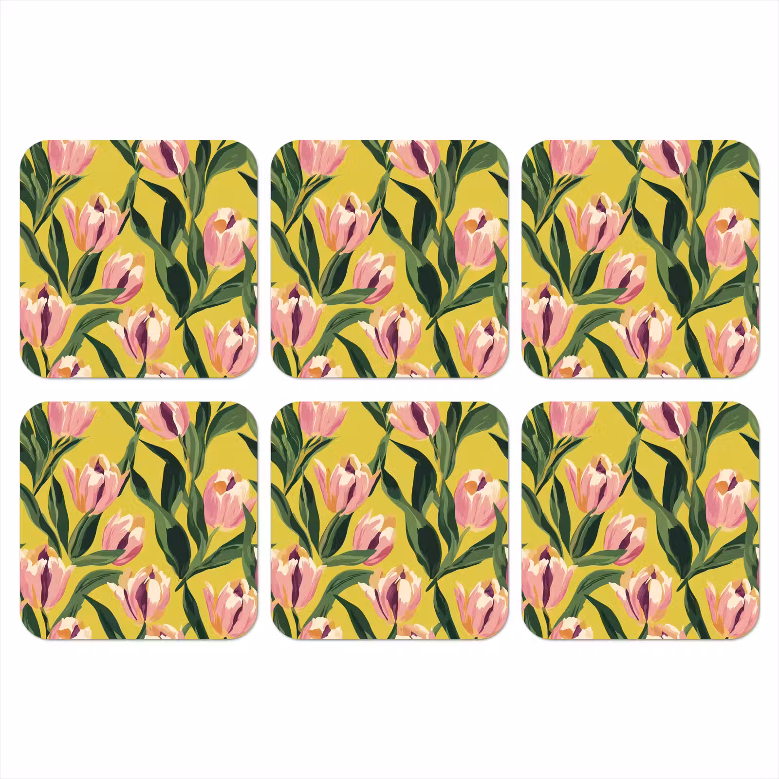 Onderzetter - Tulpen - Botanisch - Geel — 1
