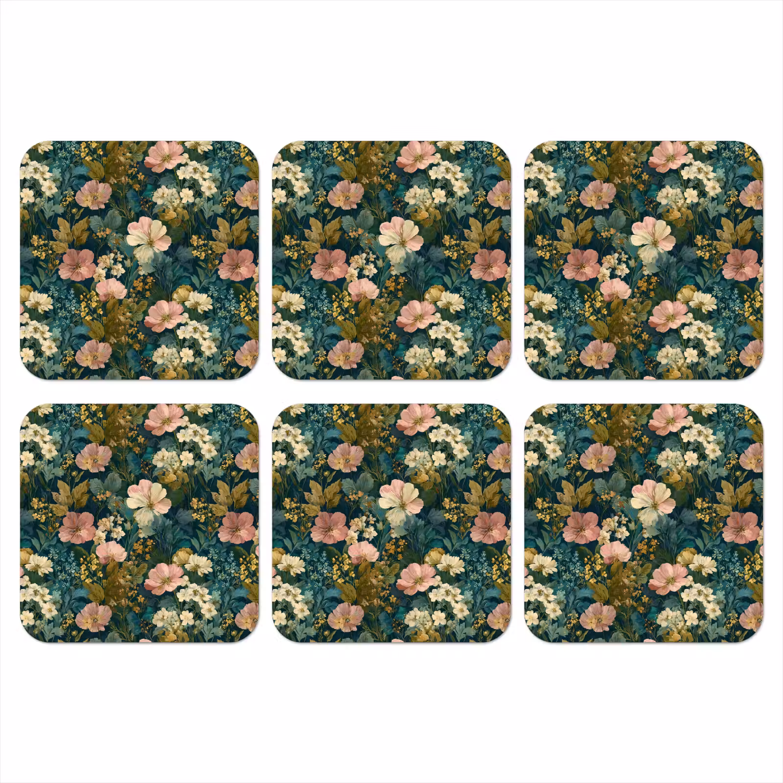 Onderzetter - Wilde bloemen - Botanisch - Patroon - Roze - Romantisch — 1